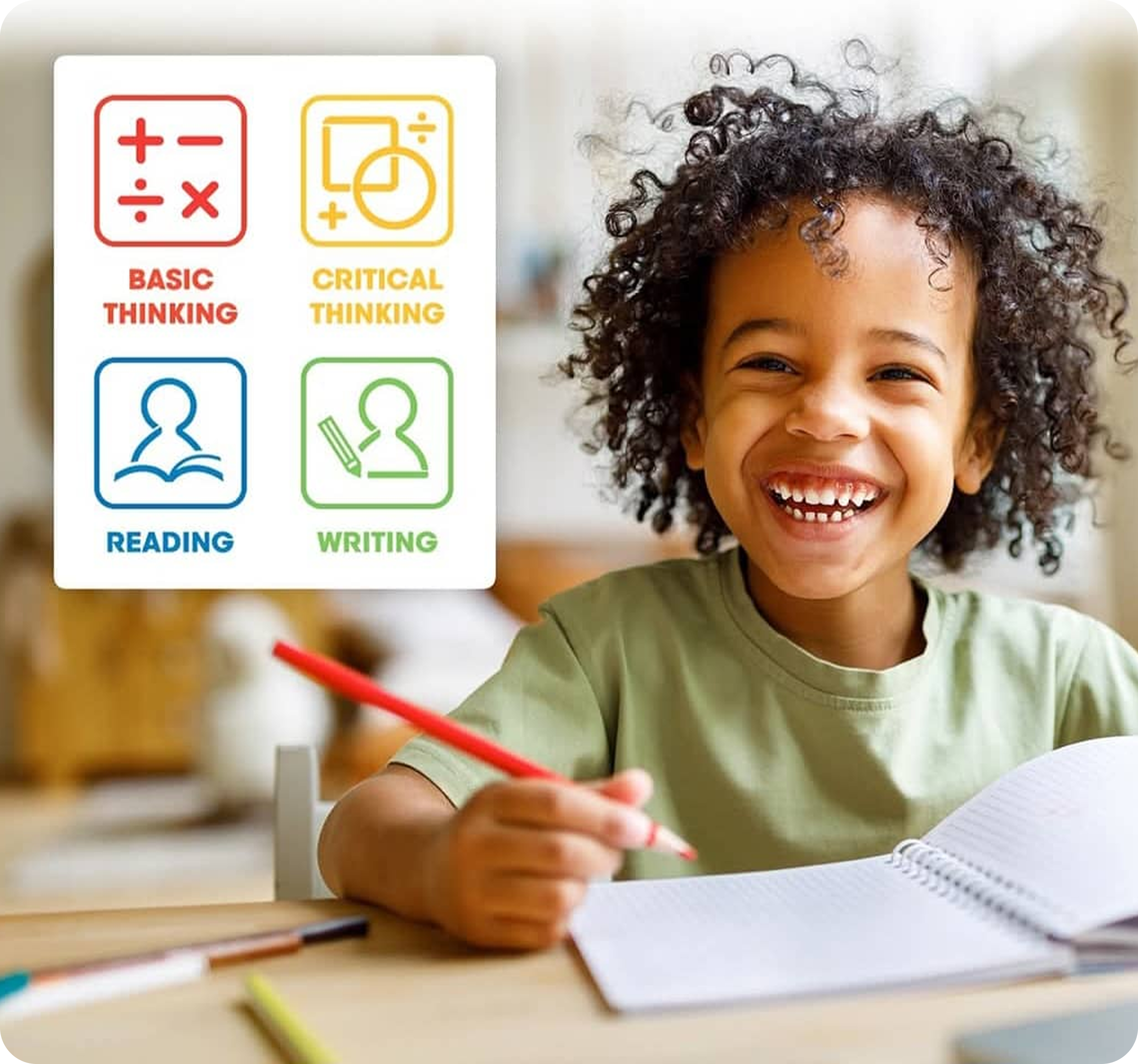 Child smiling while learning